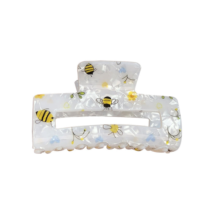 Wholesale Bee Clip Cartoon Hair Clip Medium Rectangular Cut Out Shark Clip Animal Hair Accessories Printed