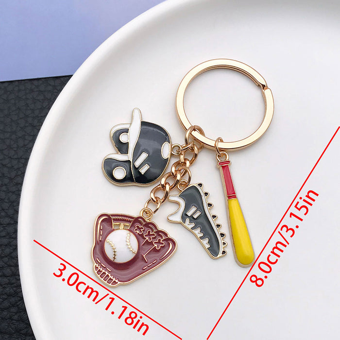 Wholesale Sporty baseball shoes glove metal keychain