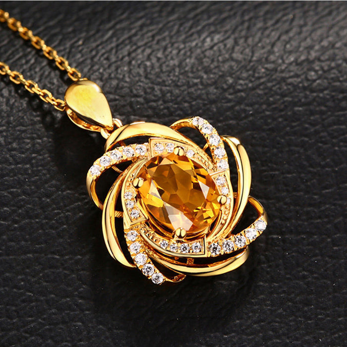 Wholesale Pendant necklace wholesale, niche design, fashionable flower, sapphire, collarbone chain accessories