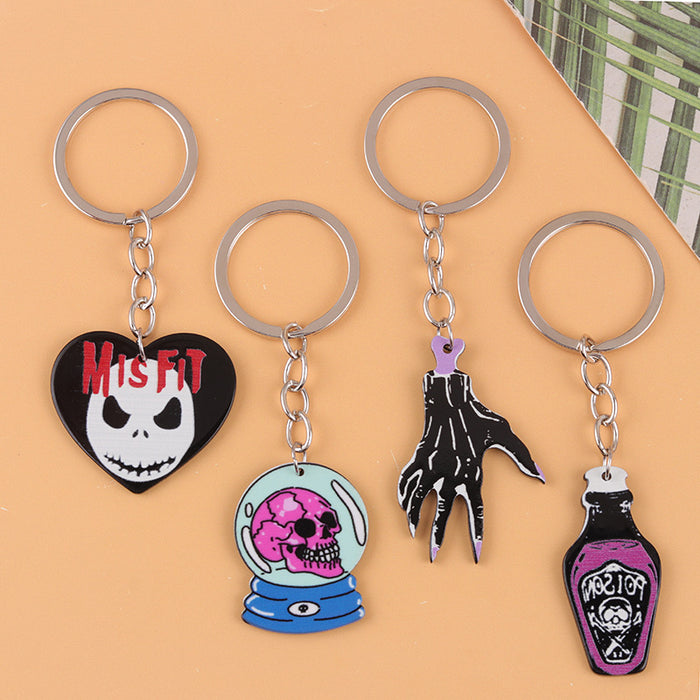 Wholesale Skull Love Claw Breaking Acrylic Keychain Horror Personality Poison Hanging Jewelry