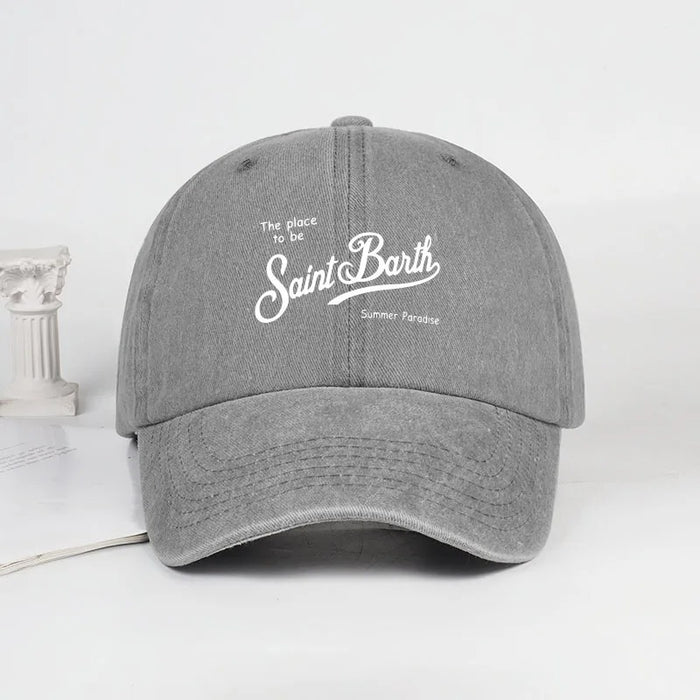 Wholesale Trendy Vacation Style Letter Print Washed Distressed Peaked Cap With Sun Protection