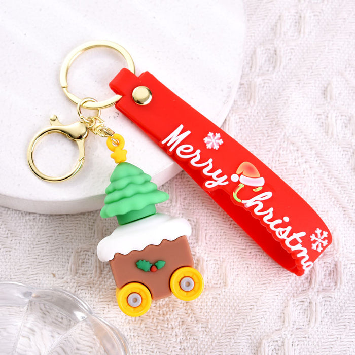 Wholesale Cute soft rubber Christmas keychain
