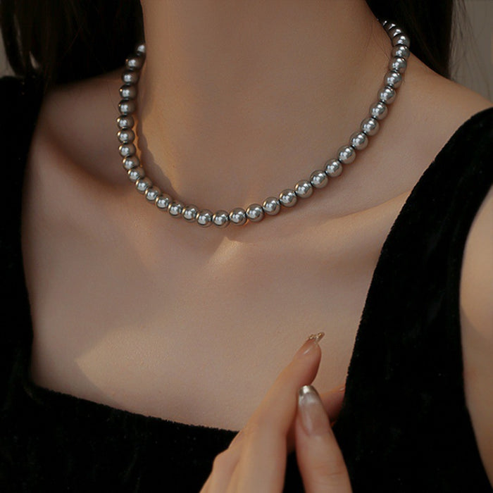 Wholesale Magnetic pearl necklace for women, silver gray, high-end, light luxury