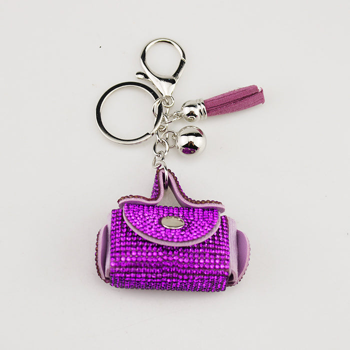 Wholesale Artificial Crystal Bag Charm Keychain With Rhinestone Tassel Stylish White Pendant For DIY Accessory And Boutique Resale