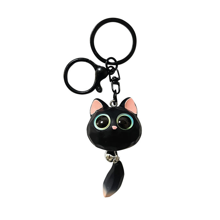 Wholesale Cute cartoon big-eyed cat head resin couple hanging tail cat pendant small gift doll key