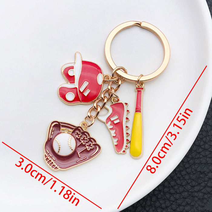 Wholesale Sporty baseball shoes glove metal keychain