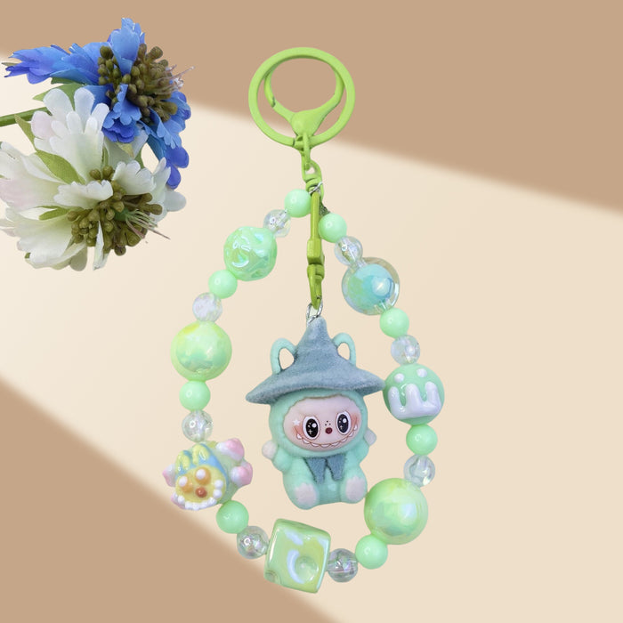Wholesale Flocked Wizard Beaded Keychain