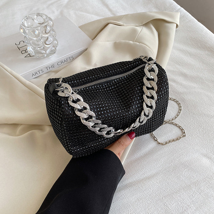 Wholesale Bright Diamond Cylinder Bag Full Diamond Shoulder Crossbody Bag JDC-SD-MingShuo002