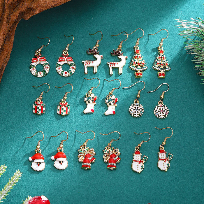 Wholesale Christmas Tree Necklace Christmas Ornaments Elk Socks  Snowman Necklace Earrings Set