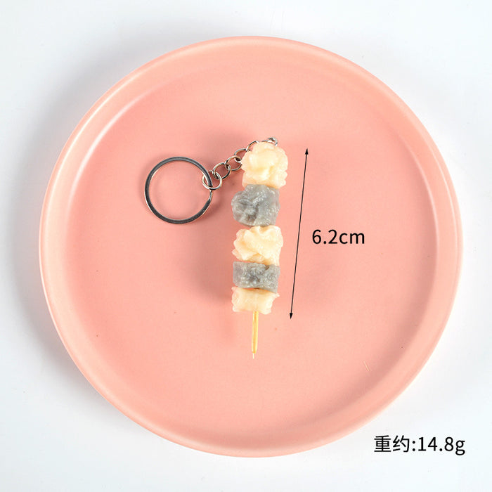Wholesale PVC BBQ Skewers Food Toy Keychain Simulated Meat And Quail Egg Pendant Boutique Resale Accessory MOQ≥5