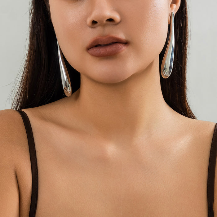 Wholesale  glossy beanie earrings plain ring pleated water drop earrings geometric earrings