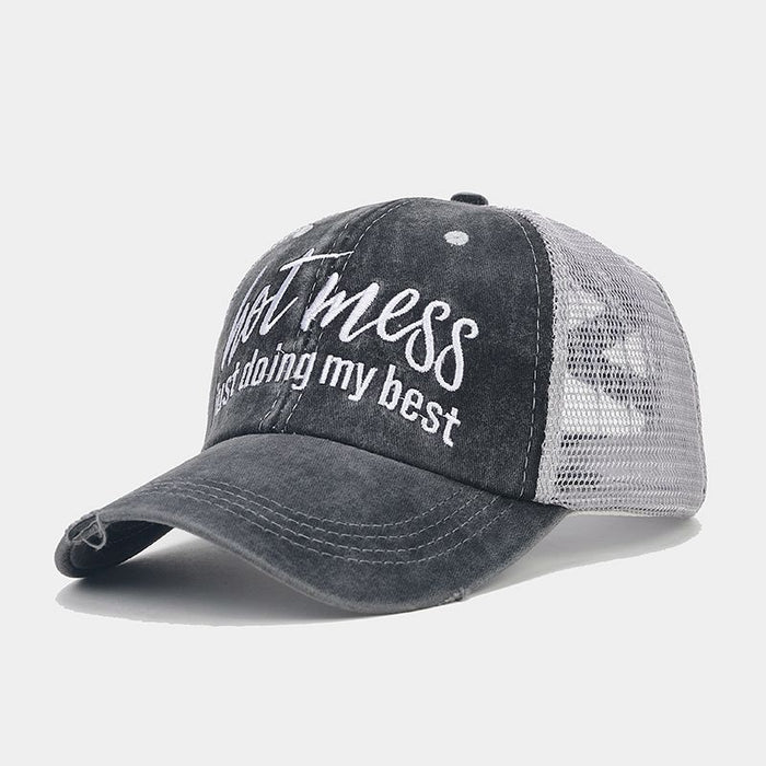 Wholesale Cotton Embroidered Perforated Mesh Baseball Cap JDC-FH-LvY012