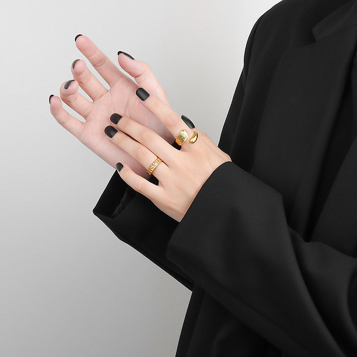 Wholesale Copper Electroplated Irregular Water Drop Open Ring For Women Trendy Fashion Jewelry Accessory