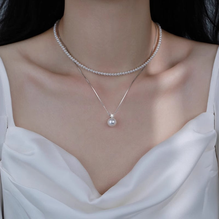 Wholesale Pearl Necklace Sterling Silver Princess Accessible Luxury High-End Clavicle Chain