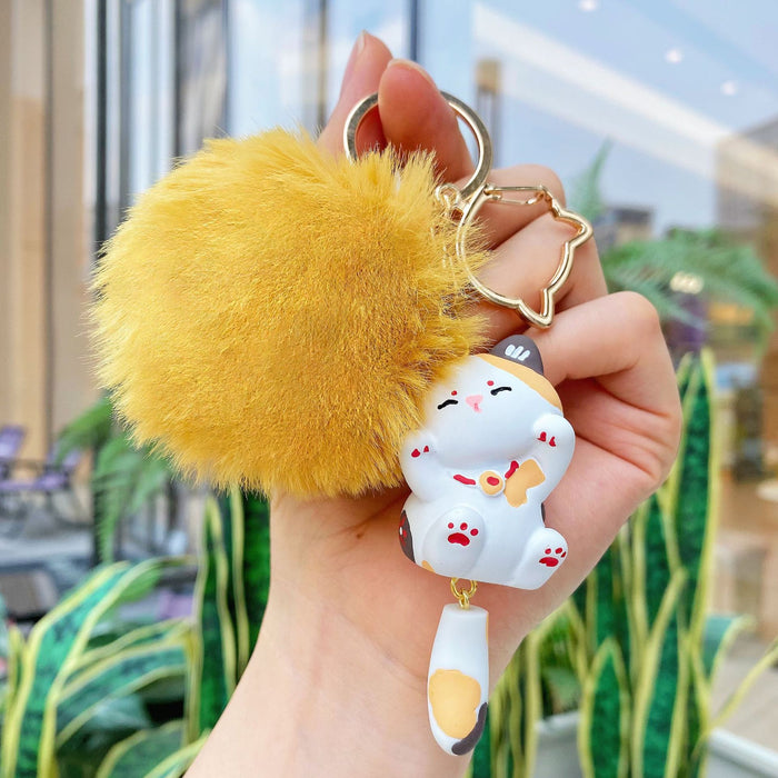 Wholesale Plush keychain Siamese cat pendant resin cat key chain