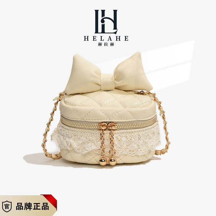 Wholesale New lace bow embroidery thread bucket bag, parent-child chain crossbody bag