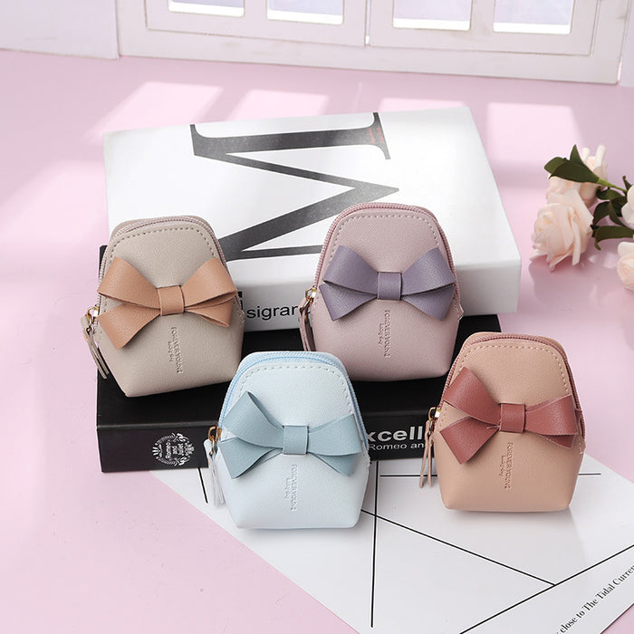 Wholesale Trendy Bow PU Leather Wallet Zipper Coin Purse Portable Boutique Gift For Women