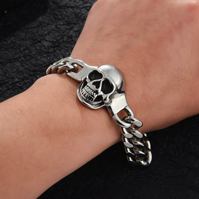 Wholesale Titanium Steel Skull Men's Bracelet JDC-BT-Jiaow004