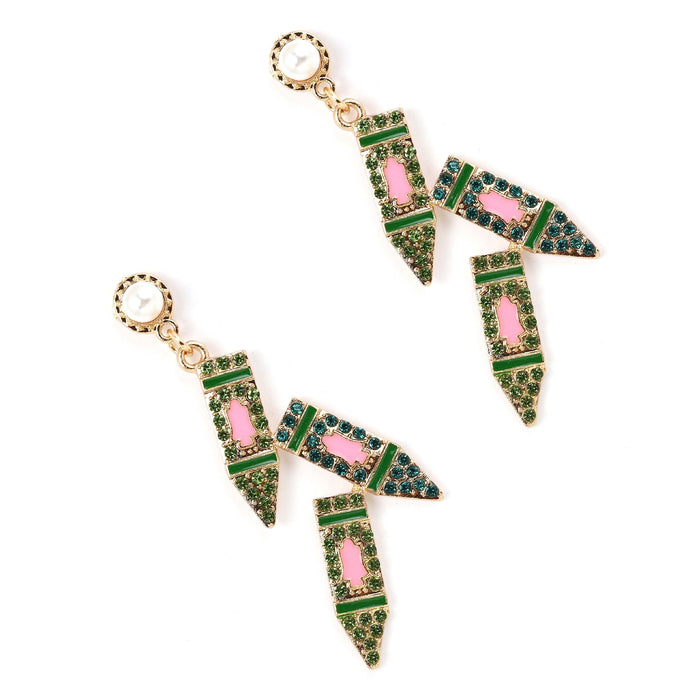 Wholesale alloy Diamond drop oil pencil earrings fashion geometric pearl earrings