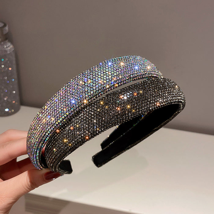 Wholesale Rhinestone Fabric Full Diamond Wide Brim Headband JDC-HD-BoYue002