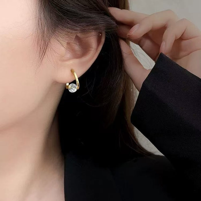 Wholesale Zircon Gold Hoop Earrings
