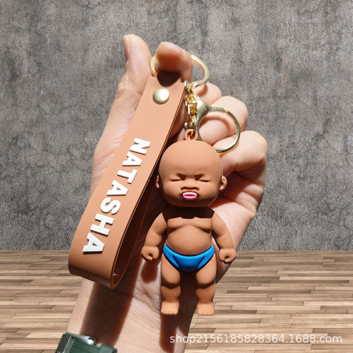Wholesale 2pcs Cute 3D Doll Black Doll Toy Keychain