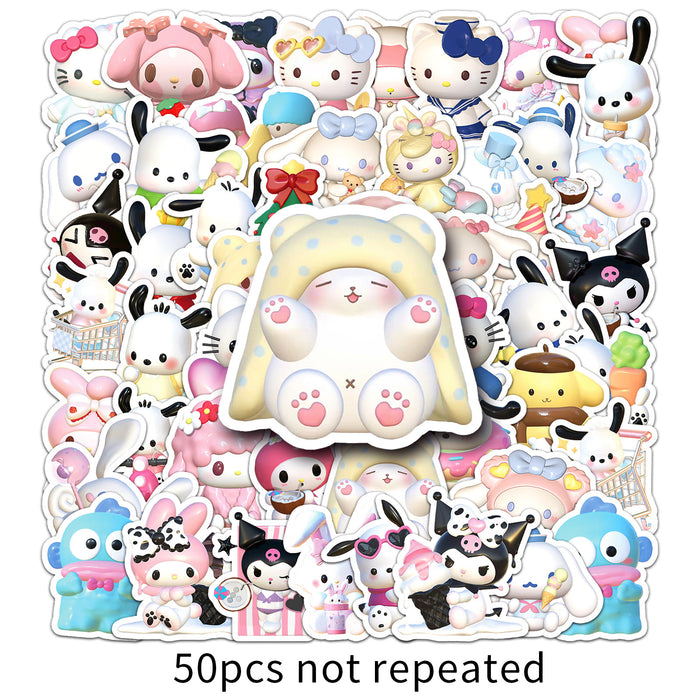 Wholesale 50pcs cartoon cute cat phone case stickers