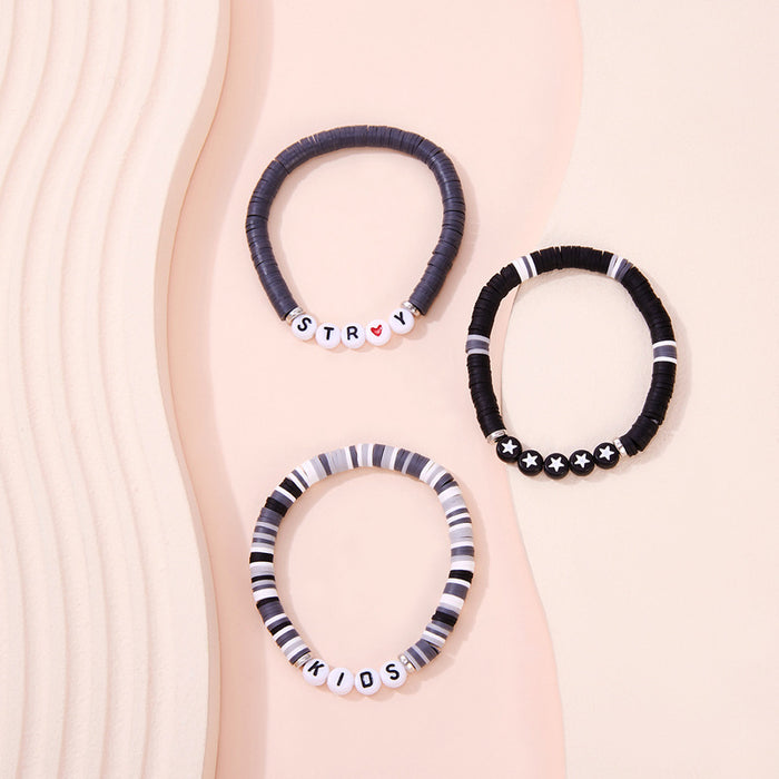 Wholesale Text Design Polymer Clay Bracelet Handmade Unisex Fashion Accessory Gift Minimum Quantity: 3
