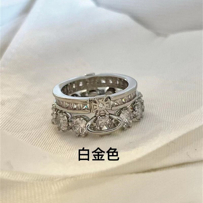 Wholesale Double-layer Flash Diamond Saturn Rings