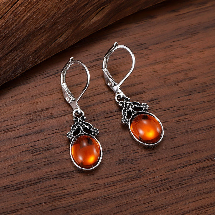 Wholesale Orange crystal gemstone pendant earrings for women,  exquisite and elegant,  versatile holiday style earrings