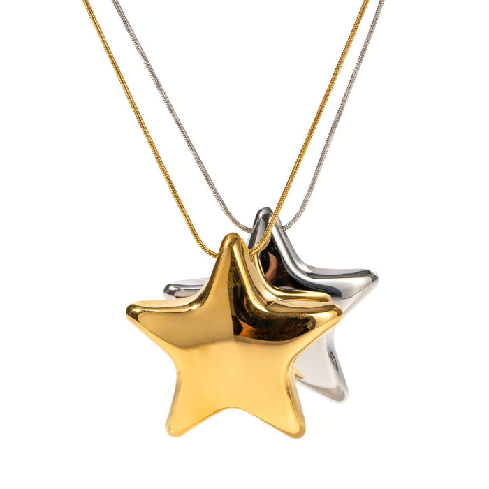 Wholesale 18K Gold Plated Stainless Steel Five-pointed Star Necklace JDC-NE-JD417