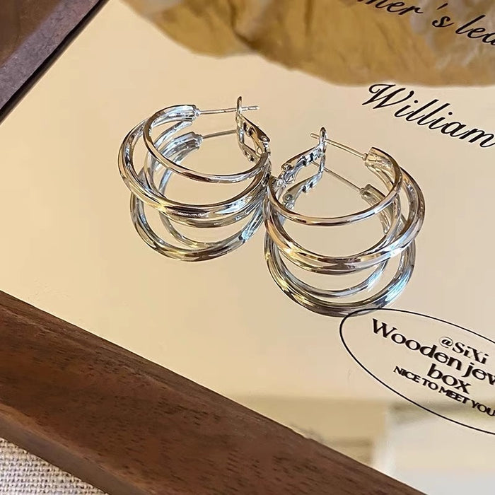 Wholesale  silver Ear Ring  Temperament Multi-layer C- shaped Earrings Earrings for Women