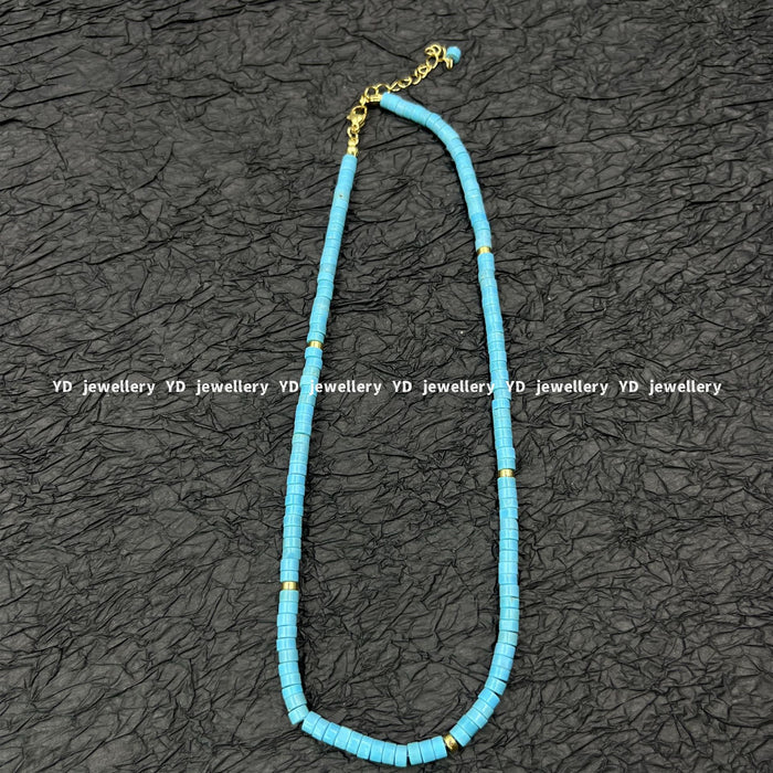 Wholesale Gemstone beaded moonstone patterned green water wave chain star and moon pendant stacked necklace