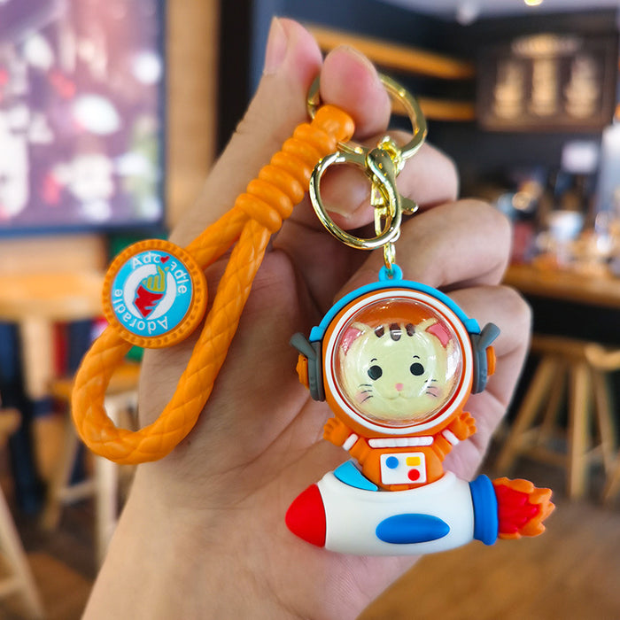 Wholesale Cartoon Space Rocket Animal 3D Doll Rubber Keychain JDC-KC-Tingm033