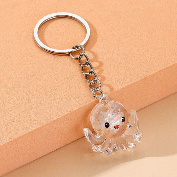 Wholesale Resin Transparent Luminous Octopus Keychain JDC-KC-RongRui035