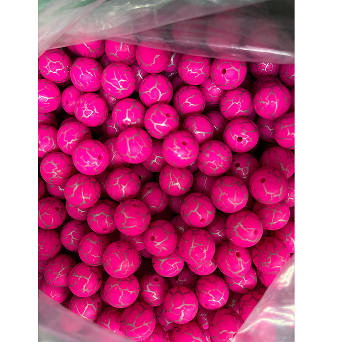 Wholesale 10PCS 15mm Watermark Explosion Pattern Silicone Beads JDC-BDS-HongZhou031