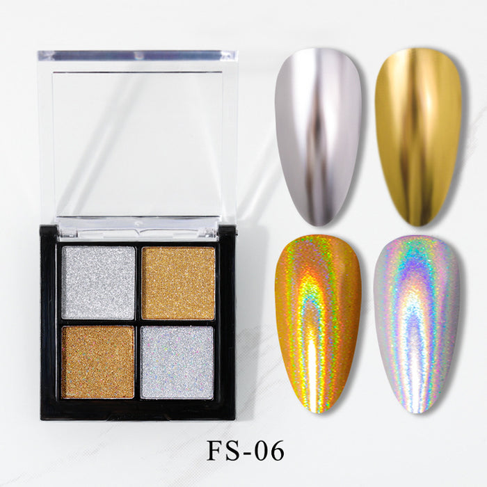 Wholesale Nail art four-color magic mirror powder, laser powder, two-color solid powder