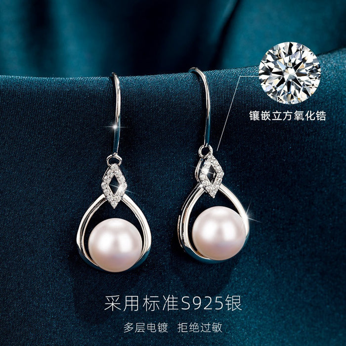 Wholesale Pure silver natural freshwater pearl necklace, women's collarbone chain, temperament necklace