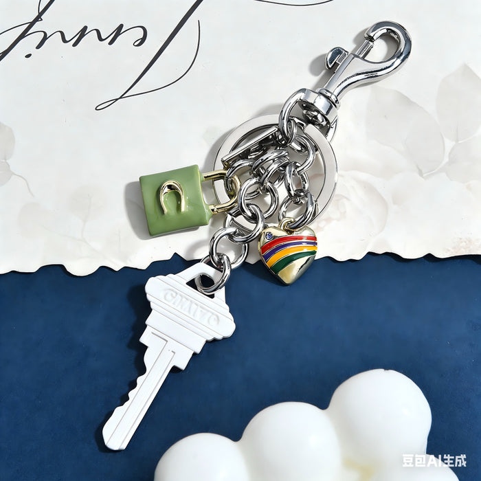 Wholesale Fashion Chic Lock Keychain In Zinc Alloy Sweet Cool Cute Cartoon Design Bag Charm Car Key Accessory