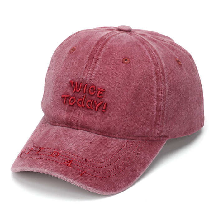 Wholesale Vintage Embroidered Baseball Cap – Grey Distressed Cotton Sun Protection Women' s Fashion Hat