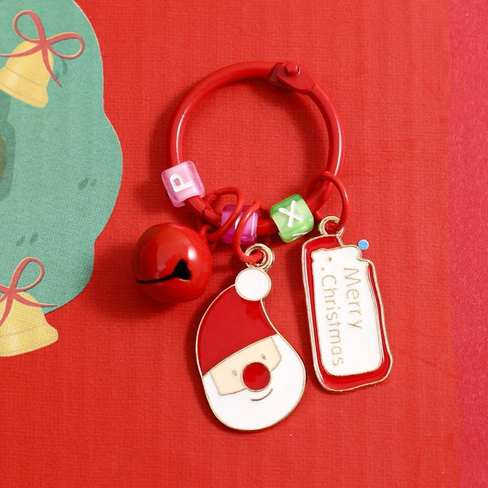 WholesaleCartoon Christmas small pendant creative metal keychain
