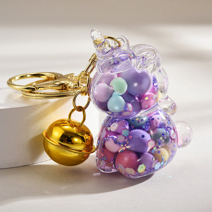 Wholesale  keychain jelly bean beads unicorn pendant  keychain bag ornaments