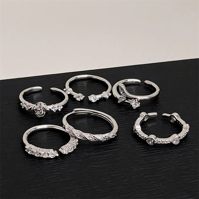 Wholesale Simple and fashionable geometric diamond inlaid zircon open ring, niche, light luxury, high-end, versatile