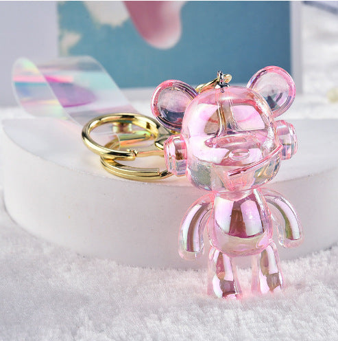 Wholesale Creative colorful pink bear key chain exquisite cute car key chain cute couple bag small pendant