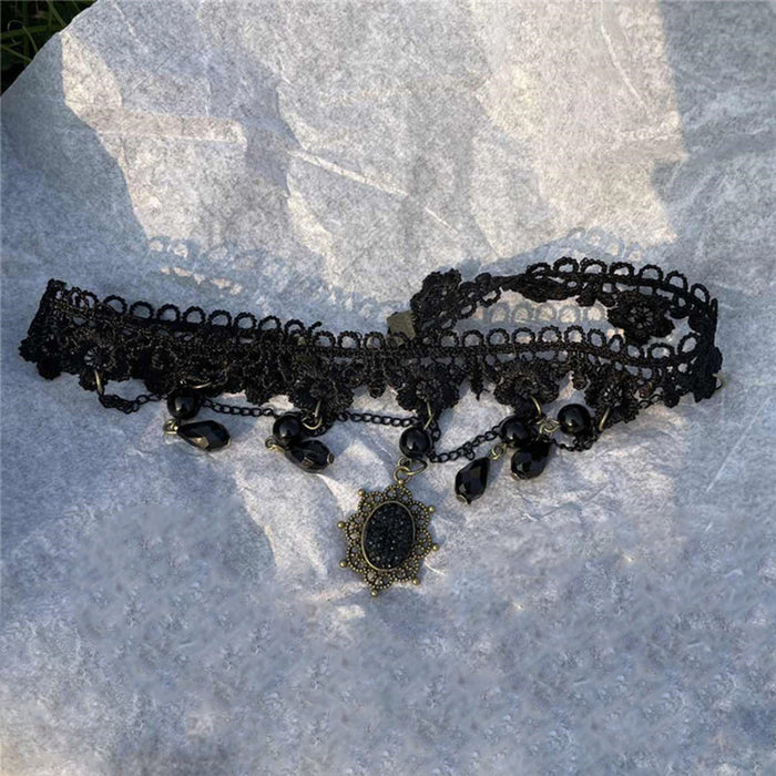 Wholesale Lace lace tassel pendant necklace versatile and simple temperament necklace