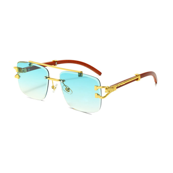 Wholesale Frameless Sunglasses Retro Sunglasses Double Beam Box Sunglasses