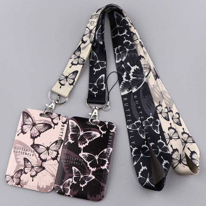 Wholesale Butterfly-shaped phone lanyard Keychain with a rigid card holder