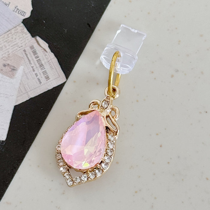 Wholesale Alloy full diamond heart crystal pendant Mobile Phone Stands charm