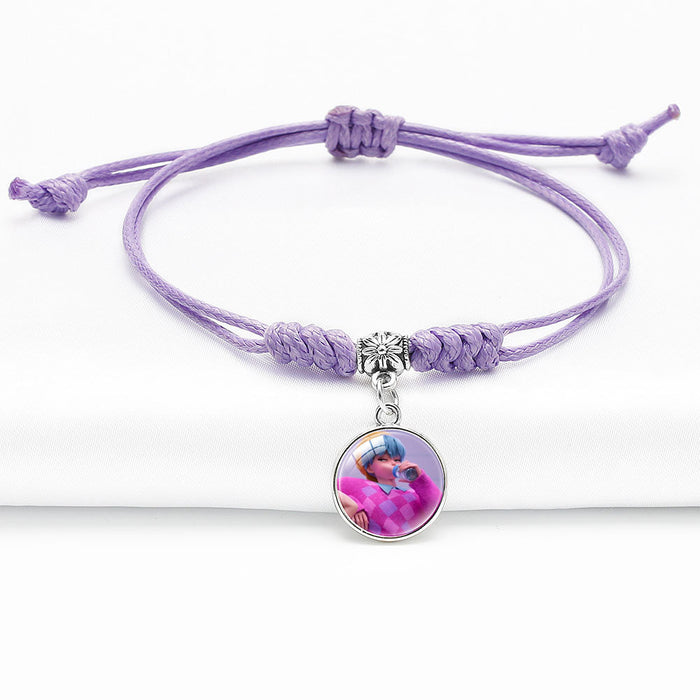 Wholesale KPOP Cartoon Pendant Multi-Color Adjustable Braided Bracelet