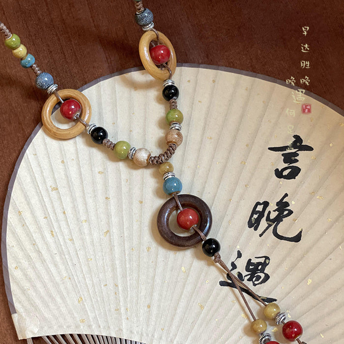 Wholesale Retro Ancient Zen Long Ceramic Necklace for Women